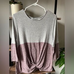 Pink Clover Sweater (M/L, pink and gray)